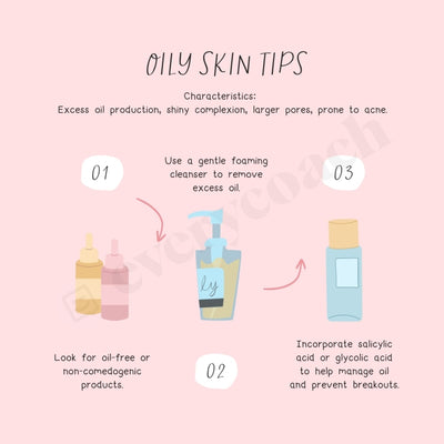 Oily Skin Tips Instagram Post Canva Template