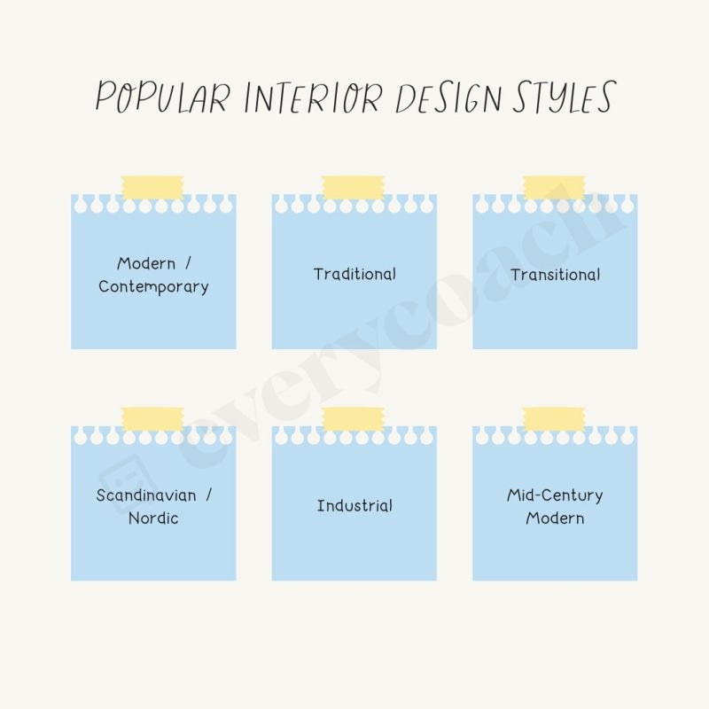 Popular Interior Design Styles Instagram Post Canva Template