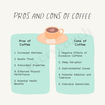 Pros And Cons Of Coffee Instagram Post Canva Template