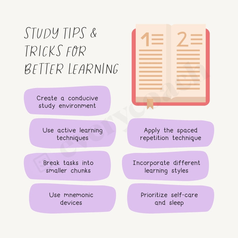 Study Tips & Tricks For Better Learning Instagram Post Canva Template ...