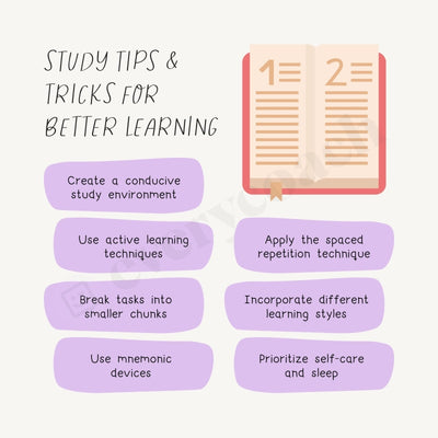 Study Tips & Tricks For Better Learning Instagram Post Canva Template