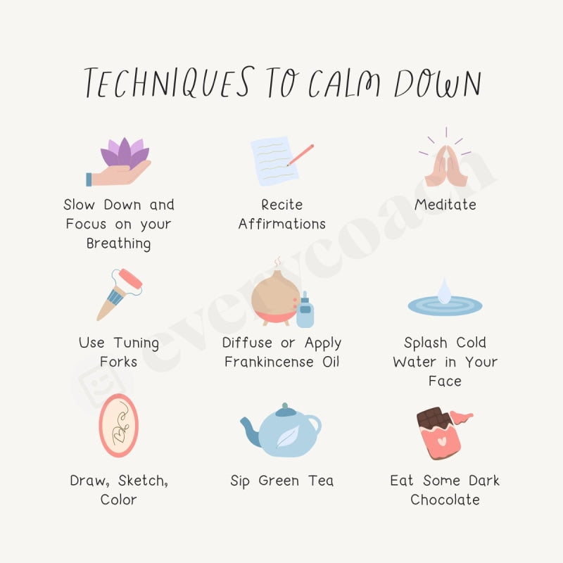 Techniques To Calm Down Instagram Post Canva Template – everycoach