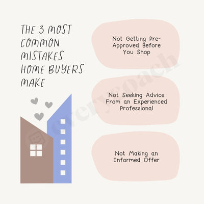 The 3 Most Common Mistakes Home Buyers Make Instagram Post Canva Template