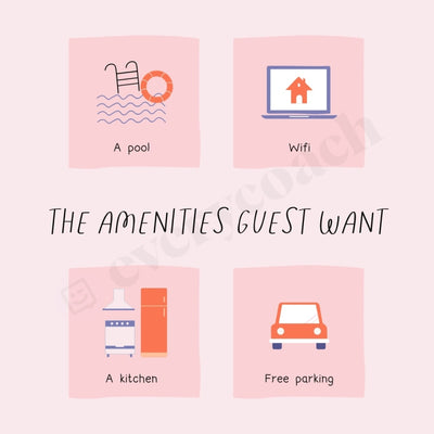 The Amenities Guest Want Instagram Post Canva Template