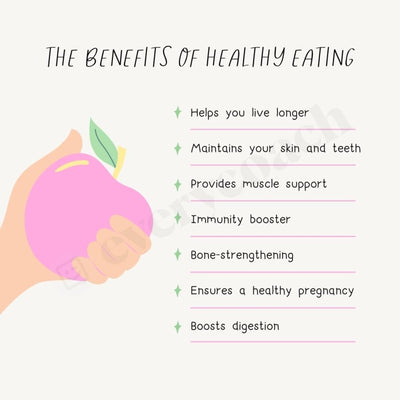 The Benefits Of Healthy Eating Instagram Post Canva Template