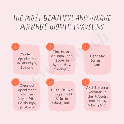 The Most Beautiful And Unique Airbnbs Worth Traveling Instagram Post Canva Template