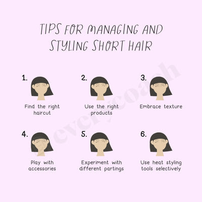 Tips For Managing And Styling Short Hair Instagram Post Canva Template