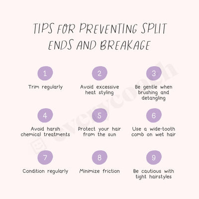 Tips For Preventing Split Ends And Breakage Instagram Post Canva Template