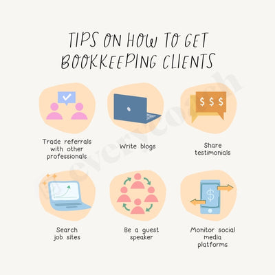 Tips On How To Get Bookkeeping Clients Instagram Post Canva Template