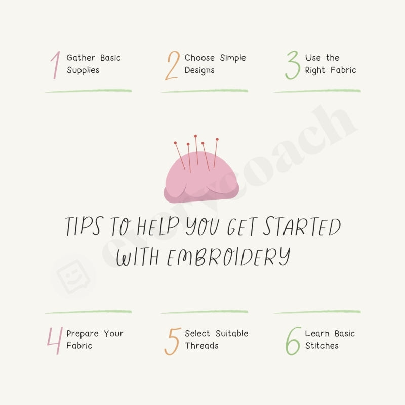 Tips To Help You Get Started With Embroidery Instagram Post Canva Template