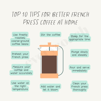 Top 10 Tips For Better French Press Coffee At Home Instagram Post Canva Template