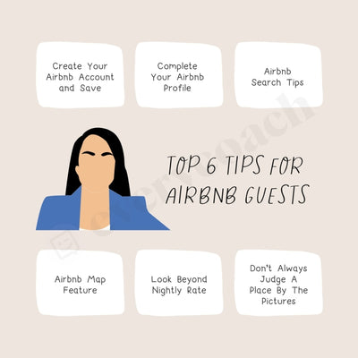 Top 6 Tips For Airbnb Guests Instagram Post Canva Template