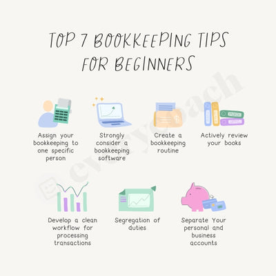 Top 7 Bookkeeping Tips For Beginners Instagram Post Canva Template