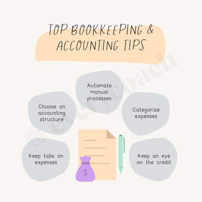 Top Bookkeeping & Accounting Tips S04242301 Instagram Post Canva Template