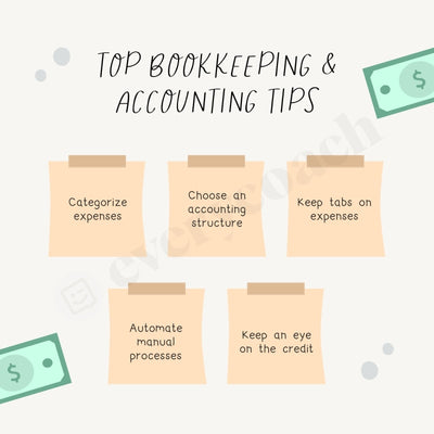 Top Bookkeeping & Accounting Tips S04242302 Instagram Post Canva Template