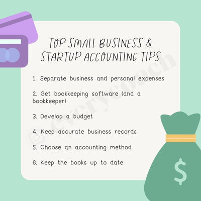 Top Small Business & Startup Accounting Tips Instagram Post Canva Template
