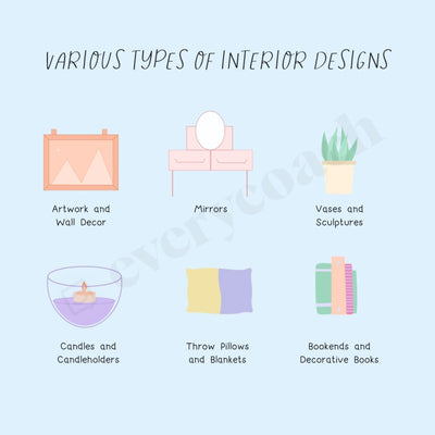 Various Types Of Interior Designs Instagram Post Canva Template