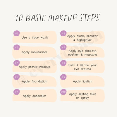 10 Basic Makeup Steps Instagram Post Canva Template