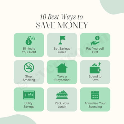 10 Best Ways To Save Money Instagram Post Canva Template