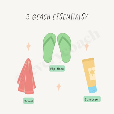 3 Beach Essentials Instagram Post Canva Template
