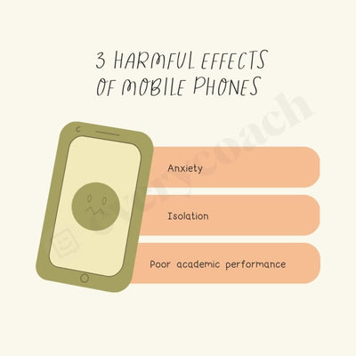 3 Harmful Effects Of Mobile Phones Instagram Post Canva Template