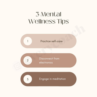 3 Mental Wellness Tips Instagram Post Canva Template