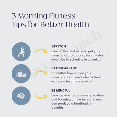 3 Morning Fitness Tips For Better Health Instagram Post Canva Template