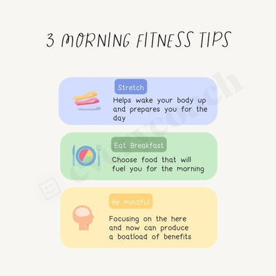 3 Morning Fitness Tips Instagram Post Canva Template