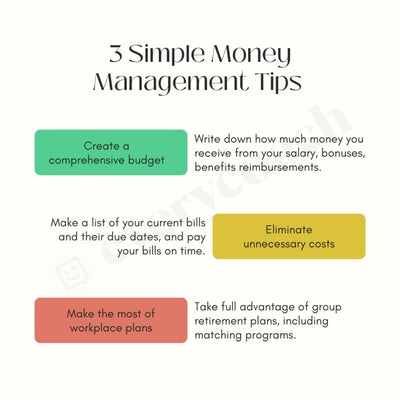 3 Simple Money Management Tips Instagram Post Canva Template
