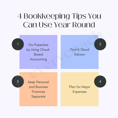 4 Bookkeeping Tips You Can Use Year Round Instagram Post Canva Template