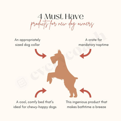 4 Must Have Products For New Dog Owners Instagram Post Canva Template