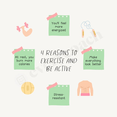4 Reasons To Exercise And Be Active Instagram Post Canva Template