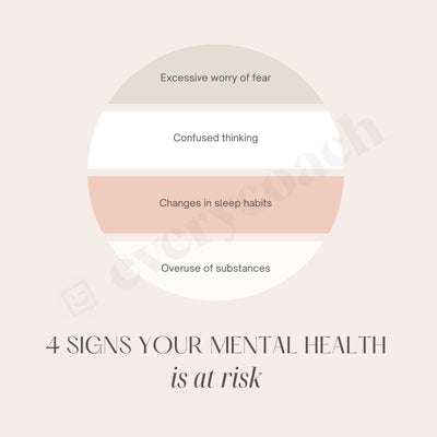 4 Sings Your Mental Health Is At Risk Instagram Post Canva Template
