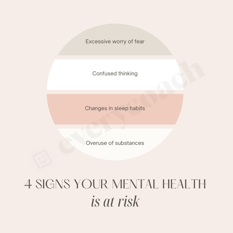 4 Sings Your Mental Health Is At Risk Instagram Post Canva Template