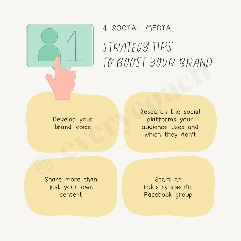 4 Social Media Strategy Tips To Boost Your Brand Instagram Post Canva Template