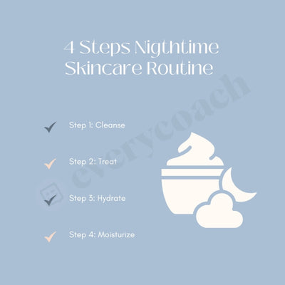 4 Steps Nigthtime Skincare Routine Instagram Post Canva Template