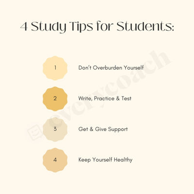 4 Study Tips For Students Instagram Post Canva Template
