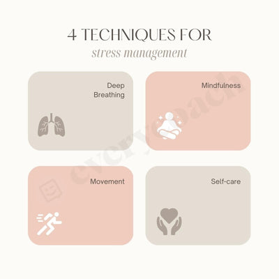 4 Techniques For Stress Management Instagram Post Canva Template