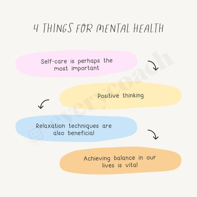 4 Things For Mental Health Instagram Post Canva Template