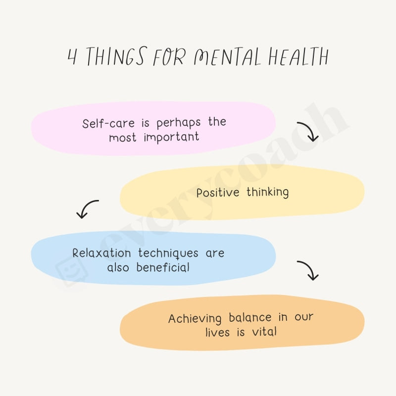4 Things For Mental Health Instagram Post Canva Template