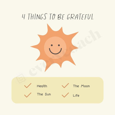 4 Things To Be Grateful Instagram Post Canva Template