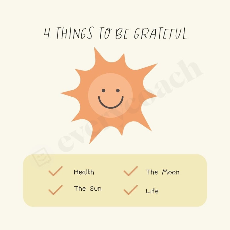 4 Things To Be Grateful Instagram Post Canva Template
