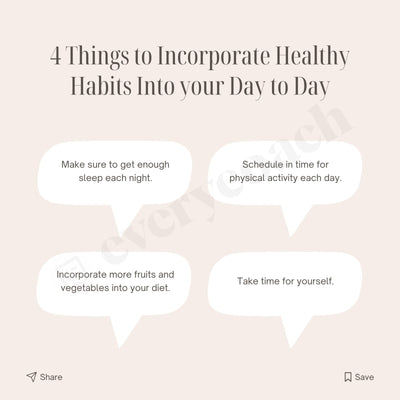 4 Things To Incorporate Healthy Habits Into Your Day Instagram Post Canva Template