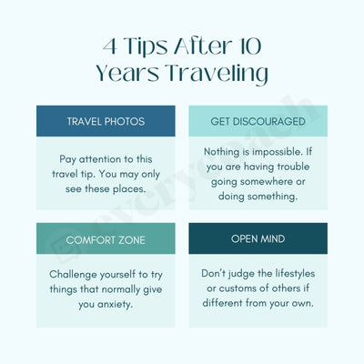 4 Tips After 10 Years Traveling Instagram Post Canva Template