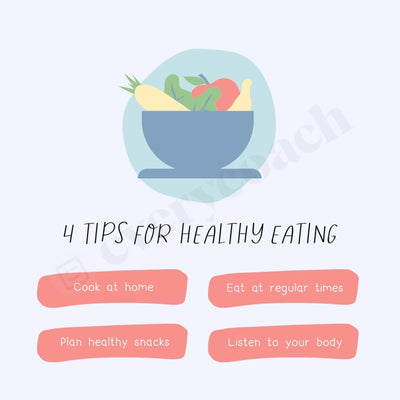 4 Tips For Healthy Eating Instagram Post Canva Template