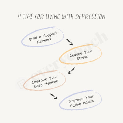 4 Tips For Living With Depression Instagram Post Canva Template