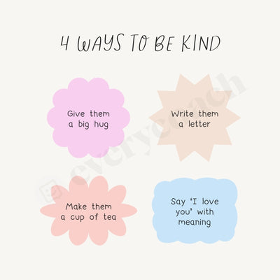 4 Ways To Be Kind Instagram Post Canva Template