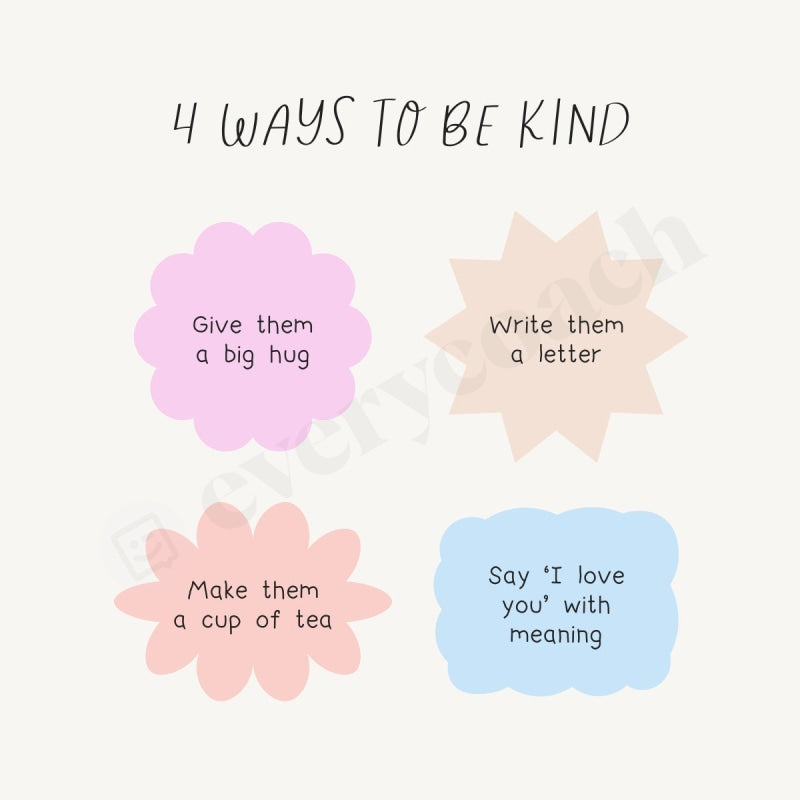 4 Ways To Be Kind Instagram Post Canva Template