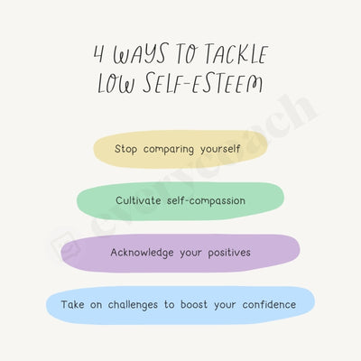 4 Ways To Tackle Low Self-Esteem Instagram Post Canva Template