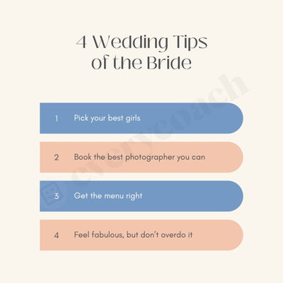 4 Wedding Tips Of The Bride Instagram Post Canva Template